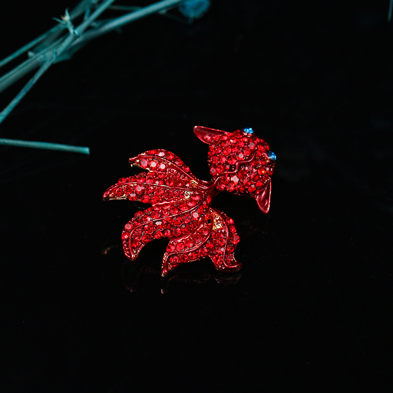 Guofeng Koi broche temperamento lujoso abrigo accesorios de ropa aleación broche goteo azul abrigo de carpa flor de pecho