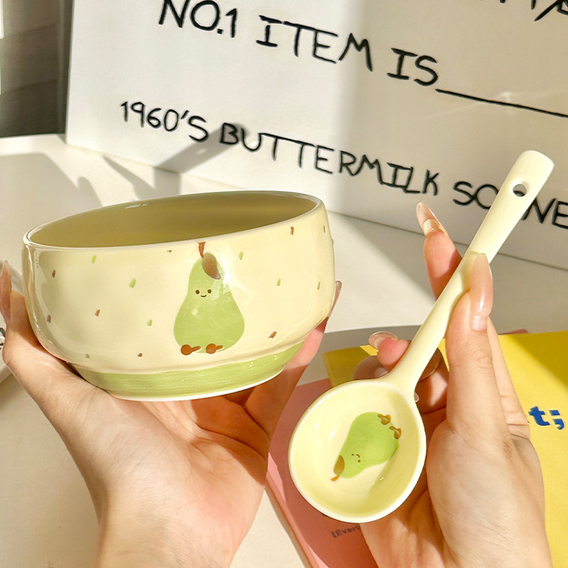 4.65-inch green pears-rice bowl + exclusive spoon