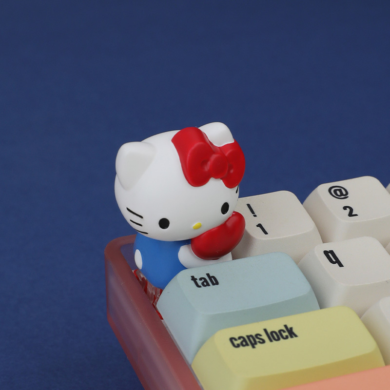 In-Stock Hello Kitty Quirky Personality Keycaps Cute Mechanical Keyboard Caps Desktop Decoration Figurine Gift Keycaps