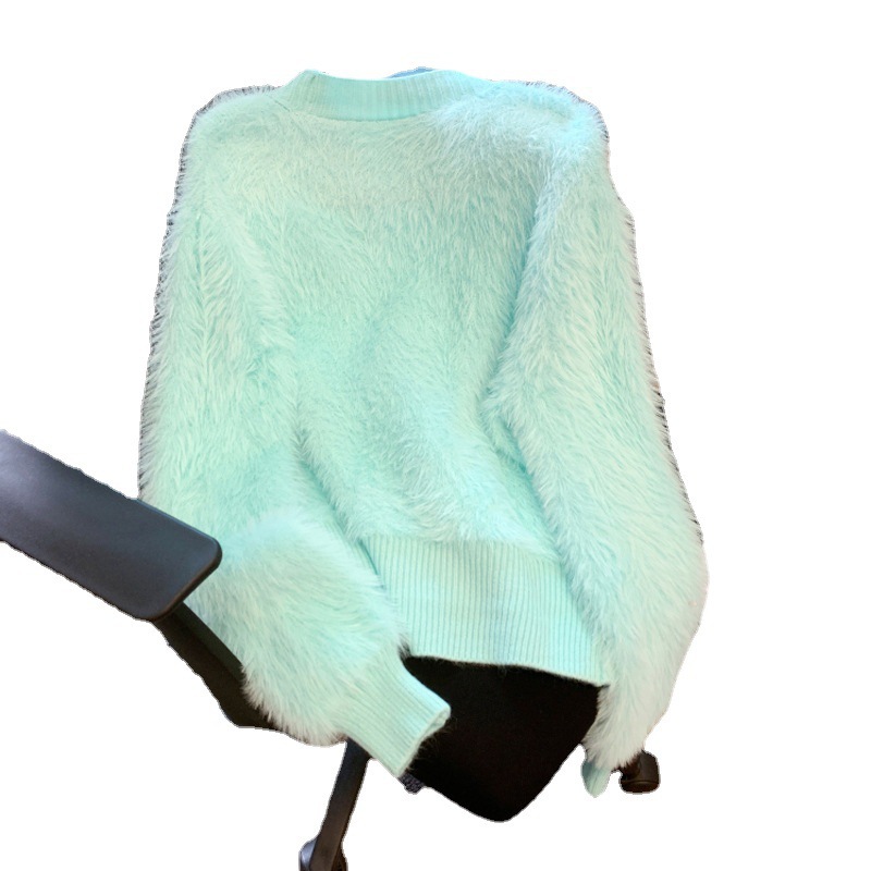 Damenbekleidung Nerzfleecepullover süße Bonbonfarbe Blumenoberbekleidung Mode Manteloberteile_voghion.com