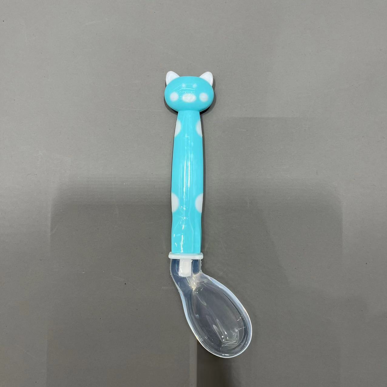 Cuchara de silicona para bebés, vajilla de alimentación para bebés, cuchara suave, cuchara de suplemento alimenticio de dibujos animados, cuchara, cuchara, cuchara doblada