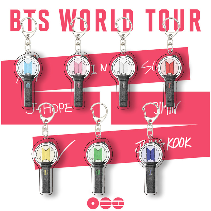 Bts Tour Cartoon Support Light Acrylic Keychain Bag Pendant Accessories Celebrity Merchandise