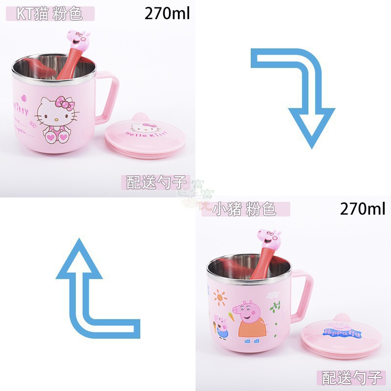 儿童水杯家用304不锈钢带盖可爱卡通小孩宝宝幼儿园喝水口杯防摔|undefined