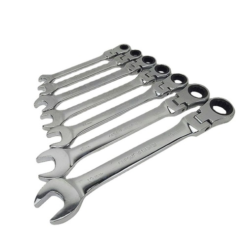 7-piece set of movable head dual-purpose ratchet wrench set with open plum blossom quick machine repair and auto repair wrench 8-19mm