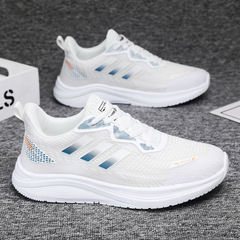 Adhesive men's shoes spring new breathable mesh fabric shoes men's flyknit running shoes student men's casual sports shoes
