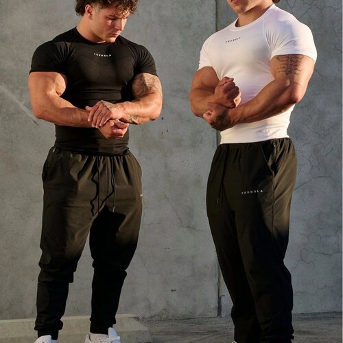 YOUNGLA Men's T-shirt Sports Fitness Quick Dry Breathable Elastic Fitness Wear Jogger Outdoor Running Basketball Wear 