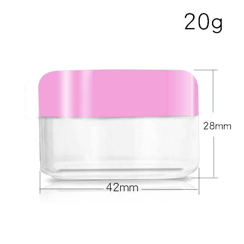 En stock al por mayor caja de crema color transparente/10/20/50g botella cosmética caja de embalaje inferior transparente