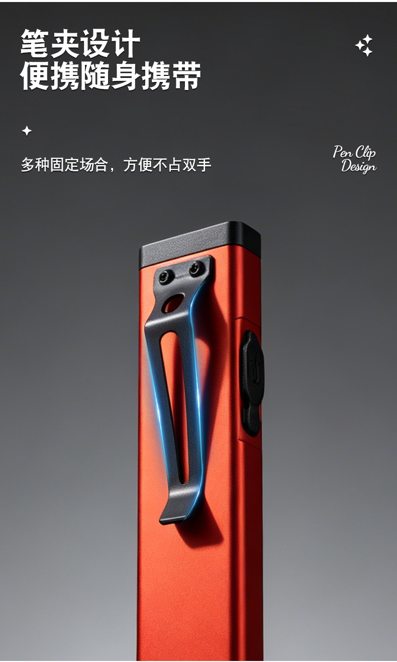 Cross-Border Ultra-Portable Cob High-Brightness Flashlight Outdoor Lighting Pen Clip Flat Light Magnetic High-Brightness Edc Work Light Ultra-Thin
