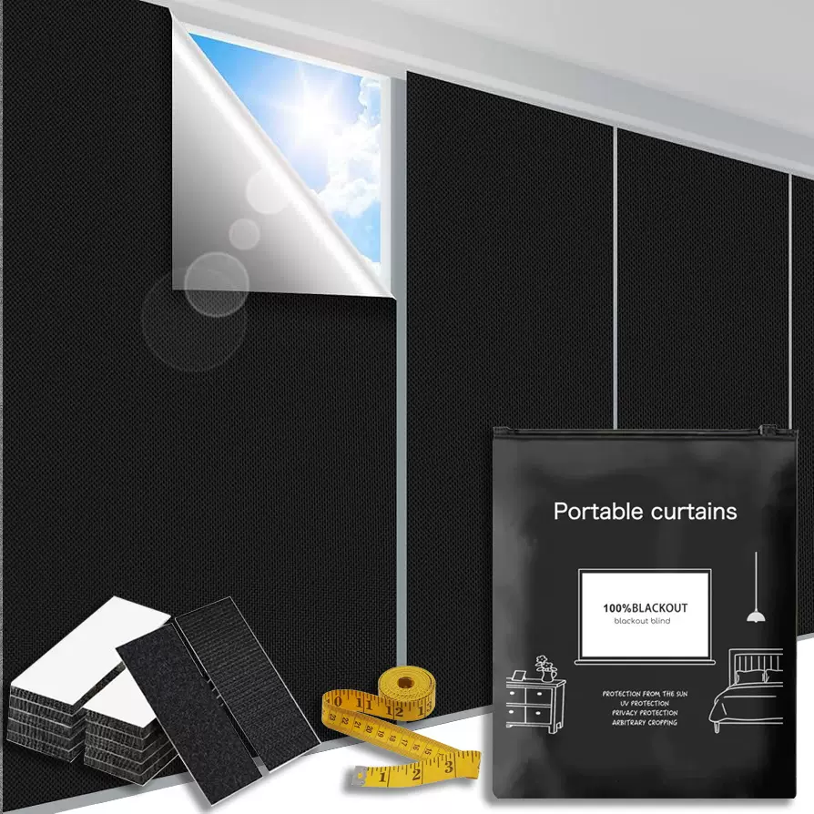 全遮光420D牛津布亚马逊便携式遮光窗帘旅行可裁剪防晒遮光帘diy