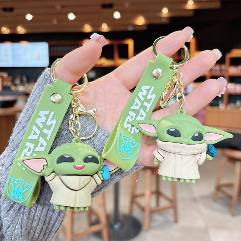 Creative New Gel Star Wars Yoda Baby Keychain School Bag Pendant Car Key Chain Cartoon Animation