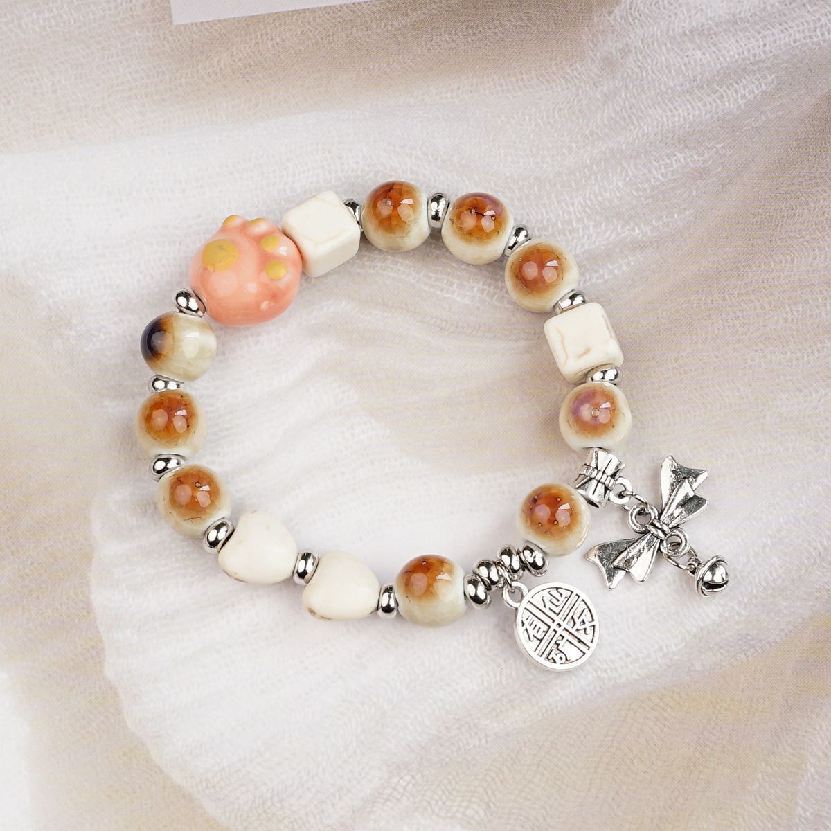 Pulsera de Cerámica para Mujer Hecho a Mano Diseño de Gato image 220