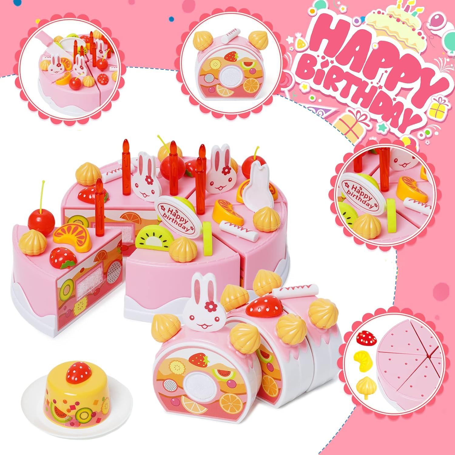 Simulación transfronteriza pastel de cumpleaños cortado feliz juguetes para niños Amazon pastel eléctrico DIY para niños y niñas