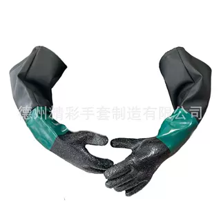 PVC颗粒60cm喷砂机手套防水袖套防砂耐磨工业喷砂防护手套批发