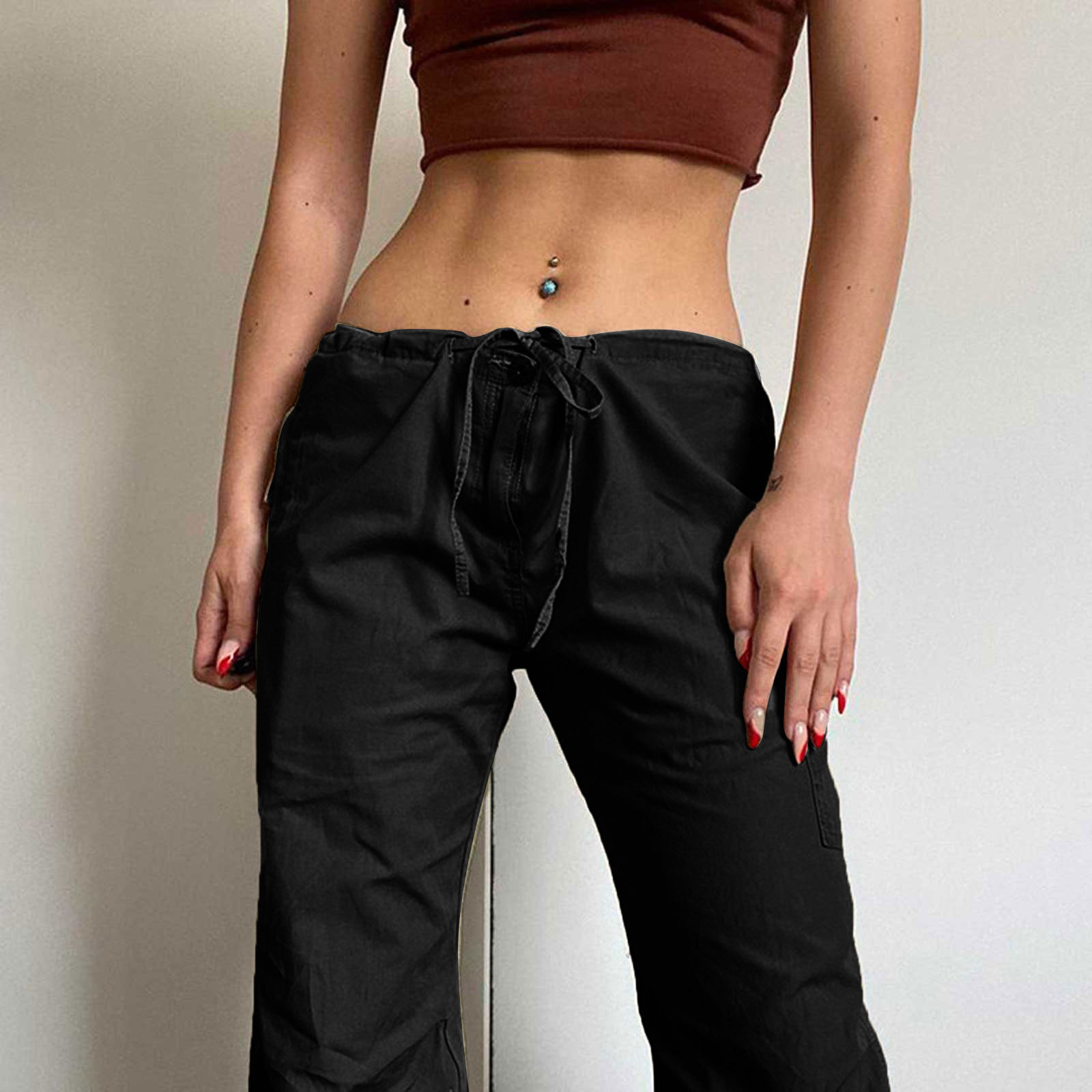 Femmes Du Quotidien Vêtement De Rue Couleur Unie Toute La Longueur Fermeture Éclair Pantalon Cargo display picture 4