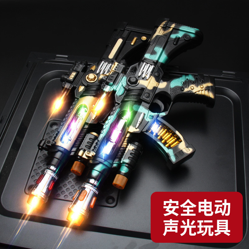 2025 New Cross-Border Toy Gun Electric Eight-Tone Gun Music Machine Gun Sound and Light Pistol Submachine Gun Boy Gun Night Market