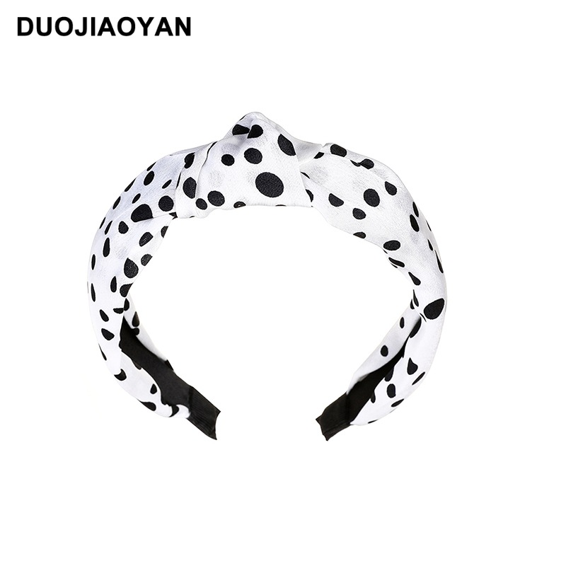 Fashion New Color Satin Fabric Hair Band Polka Dots Knotted Simple Wide Headband display picture 5