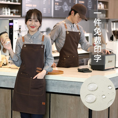 Cross-border wholesale waterproof and stain-resistant canvas apron for restaurants and tea shops, adjustable strap waist apron