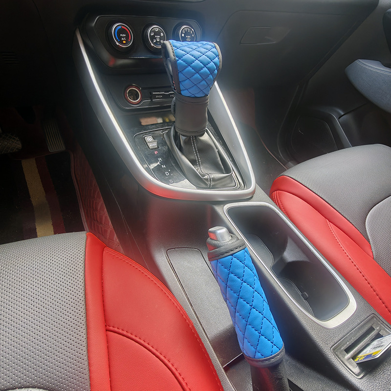 Car Shoulder Pad Set 5-Piece Set Universal Car Gear Shift Cover Handbrake Cover Shoulder Pad Cover Steering Wheel Cover Cross-Border