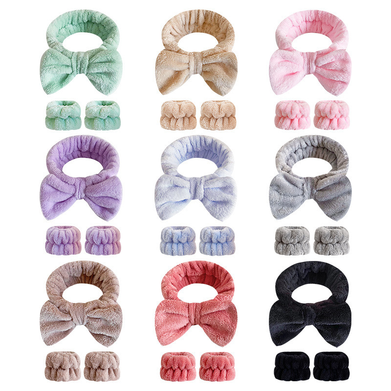Solid color flannel headband with bow