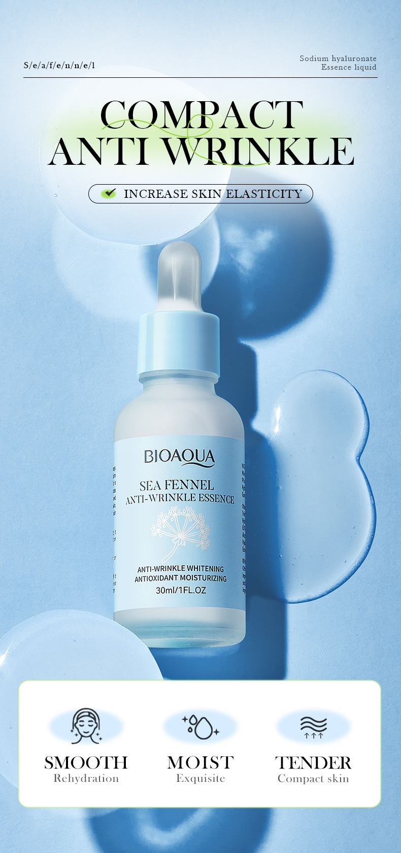 Anis BIOAOUA Meereshyaluronsäure-Antifalten-Essenz zur Straffung, Aufhellung und Befeuchtung_voghion.com