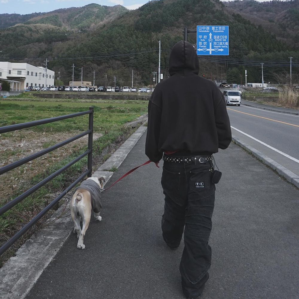 High Street THUG CLUB lavado de agua hace viejos remaches de calavera cruzada para hombres sueltos versátiles chaquetas con capuzas
