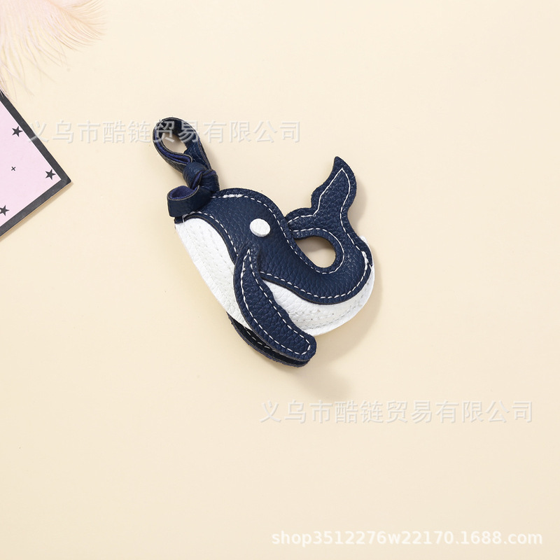 跨境皮质海豚鲸鱼包挂件简约高级感皮革DIY钥匙扣卡通配件情侣款|undefined