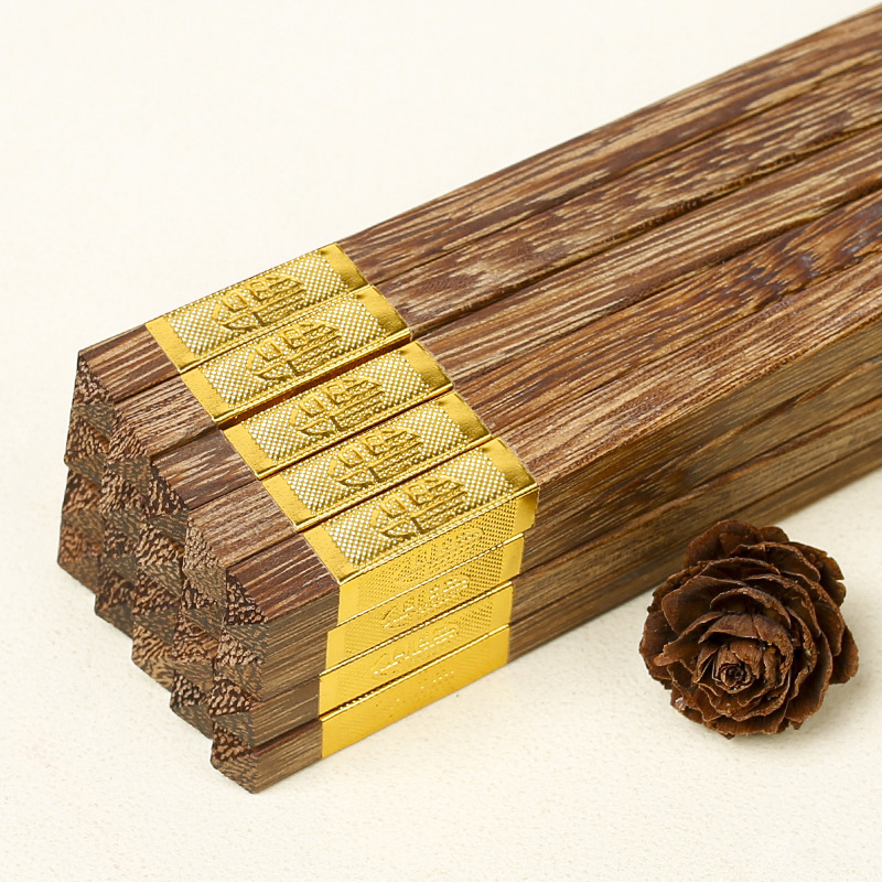 [Nuevo estilo chino] ala de pollo palillos de madera cabeza de metal registro Fu palillos creativos palillos de madera grupo comunitario compra en stock al por mayor