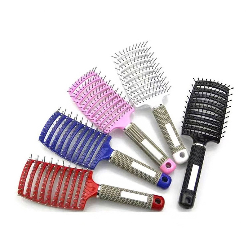 Raíz de cabello curvo, esponjoso, flexión grande, peine de peinado para el cabello, peine de costillas de masaje, peine de pelo rizado largo para hombres y mujeres