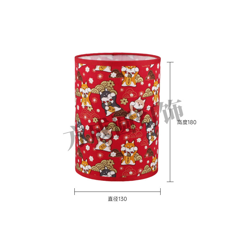 Nuevo producto Pantalla de lámpara de tela Patrón de impresión rojo chino Lámpara de escritorio de dormitorio Lámpara de pared Lámpara de pie Pantalla redonda