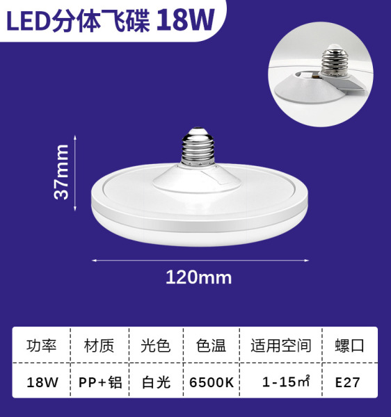跨境专用led飞碟灯超亮家用螺口防水护眼节能灯足瓦大功率照明灯