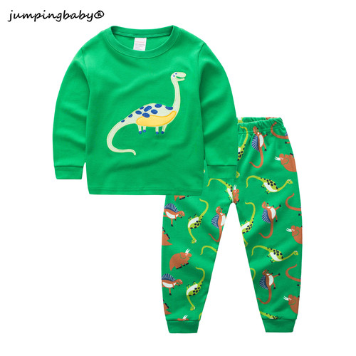 Children's Long-Sleeve Pajamas for Boys and Girls, 2-7 Years Old, Dinosaur Long-Sleeve Set, Cotton Children's Sleepwear