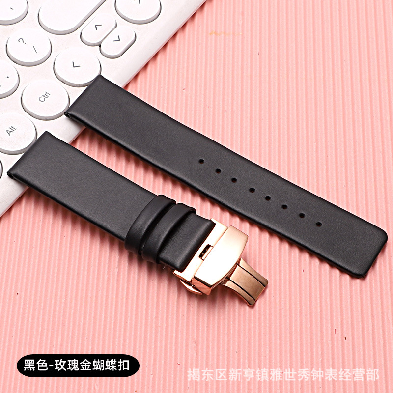 Thin, leather, black, golden, pink gold