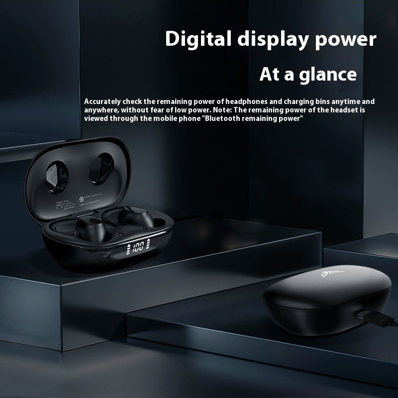 Bluetooth Headphones M1, Extra-long Ear-hook Fit, Business Version with LED Case