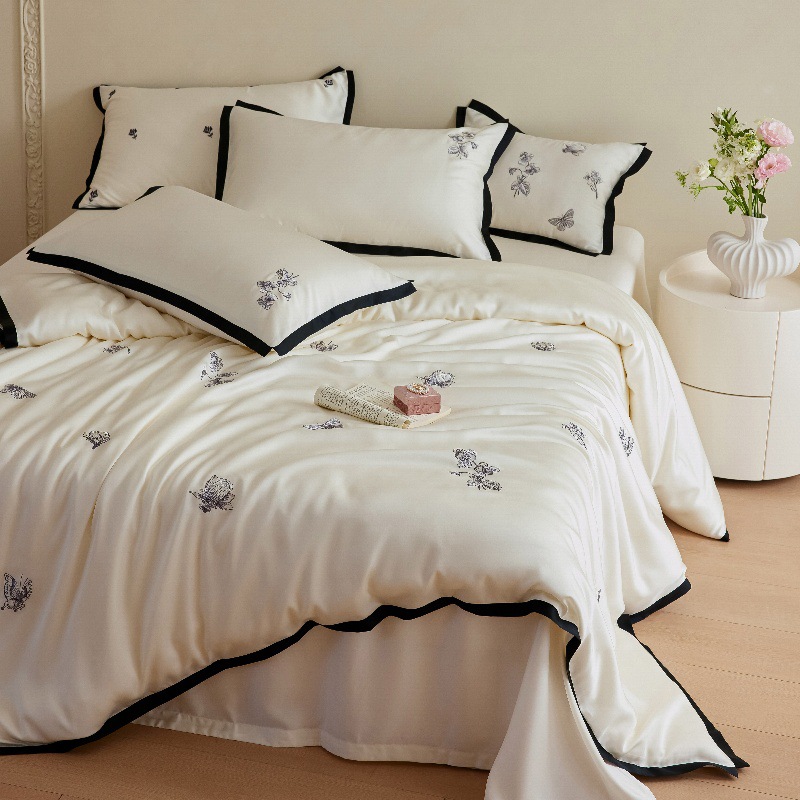 Jogo de cama de verão tencel capa de edredão e lençol fresco_voghion.com