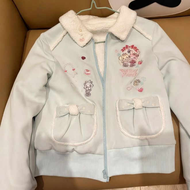 Cute Japanese-Style Soft Girl Mezzopiano Autumn and Winter Niche Playful Girl's Clothing Soft and Adorable Fleece Cardigan Jacket Cute Japanese-Style Soft Girl Mezzopiano Autumn and Winter Niche Playful Girl's Clothing Soft and Adorable Fleece Cardigan Jacket