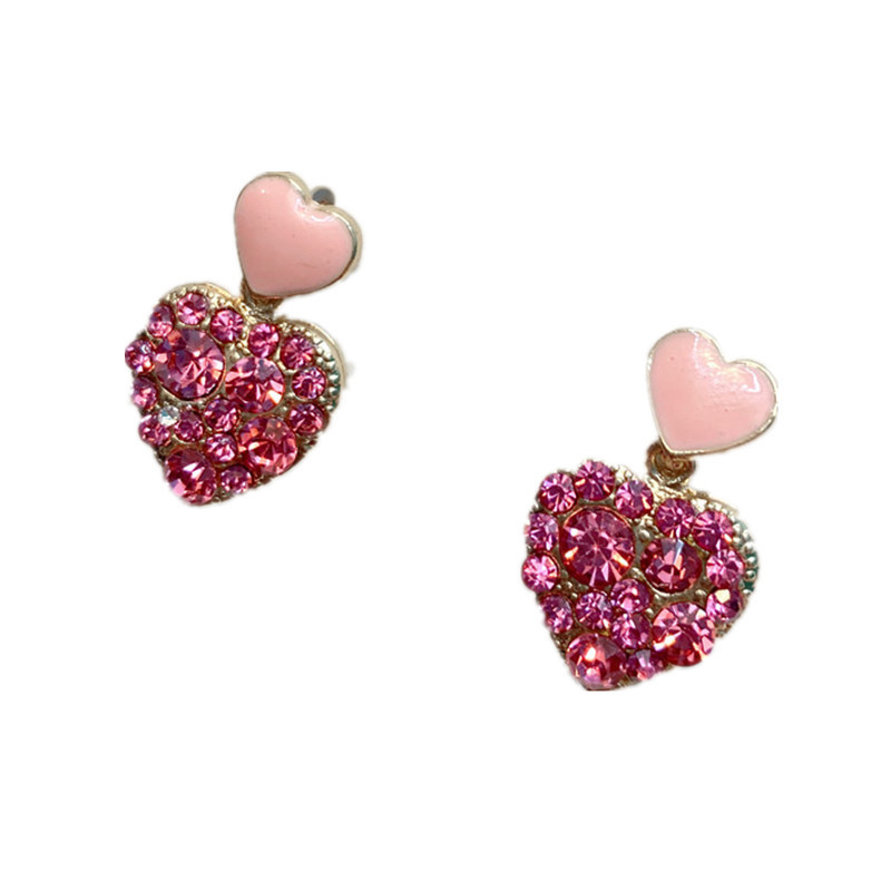 Pink Heart Fashion Diamonds Earrings