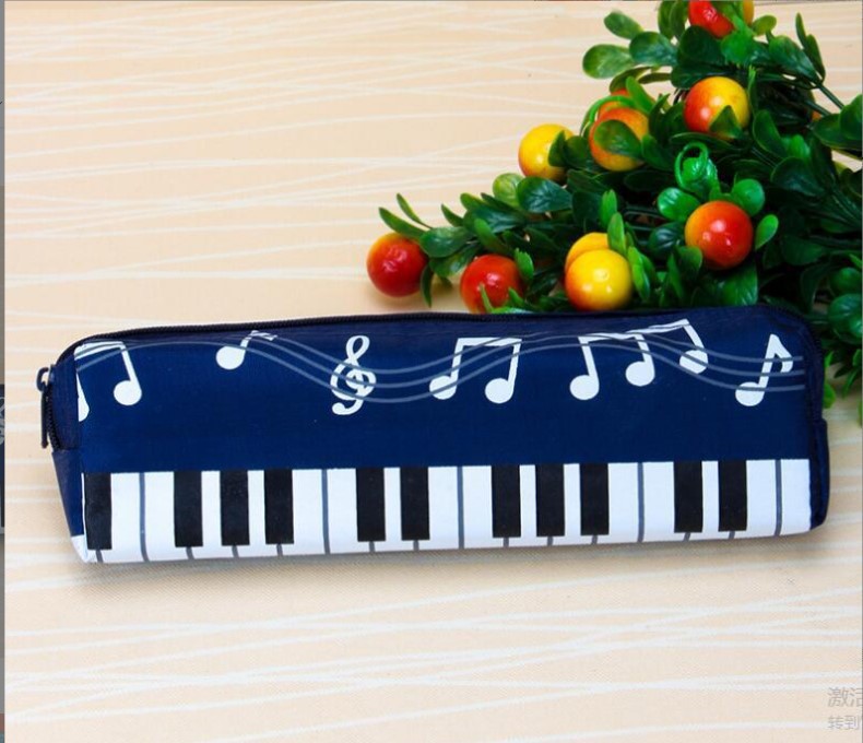 ピアノ小学生筆袋四角い筆袋単層鉛筆袋音符ピアノ文房具袋文房具箱音符筆袋