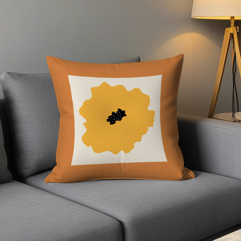 Luz de lujo nórdico simple almohada de viento naranja geométrica impresa de doble cara cojín de ventana flotante decoración sofá sala de estar almohada