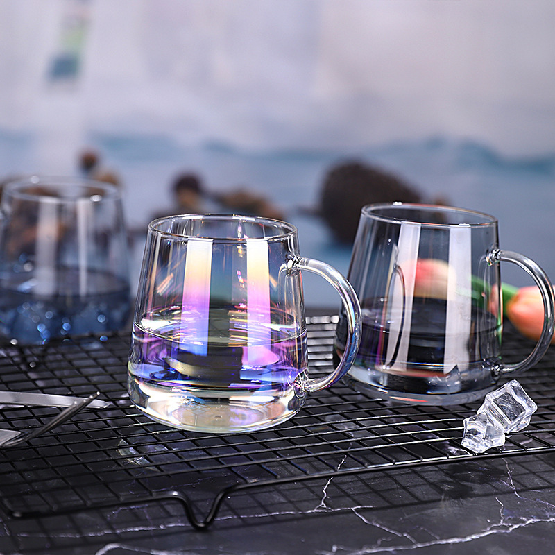 Mango creativo Taza de café de vidrio Guanshan Taza de agua para el hogar Taza de desayuno Taza de cerveza de bar Taza de té de jugo