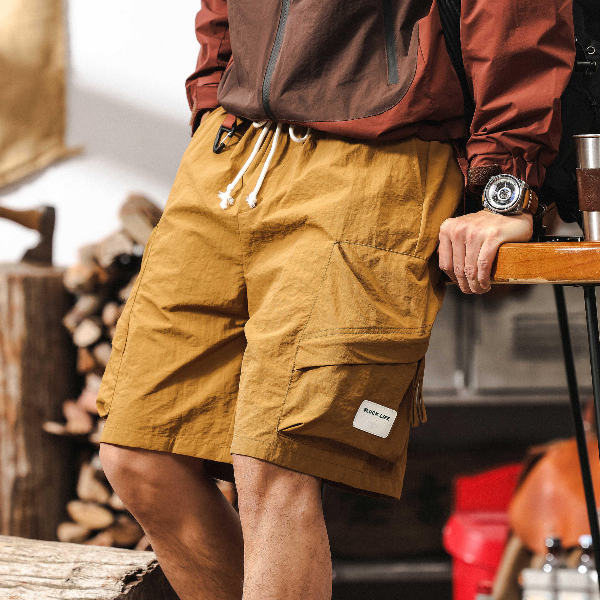 American Thin Outdoor Functional Cargo Shorts for Men in Summer Loose Tactical Hunting Quick-Drying Multi-Pocket Five-Point Pants for Men