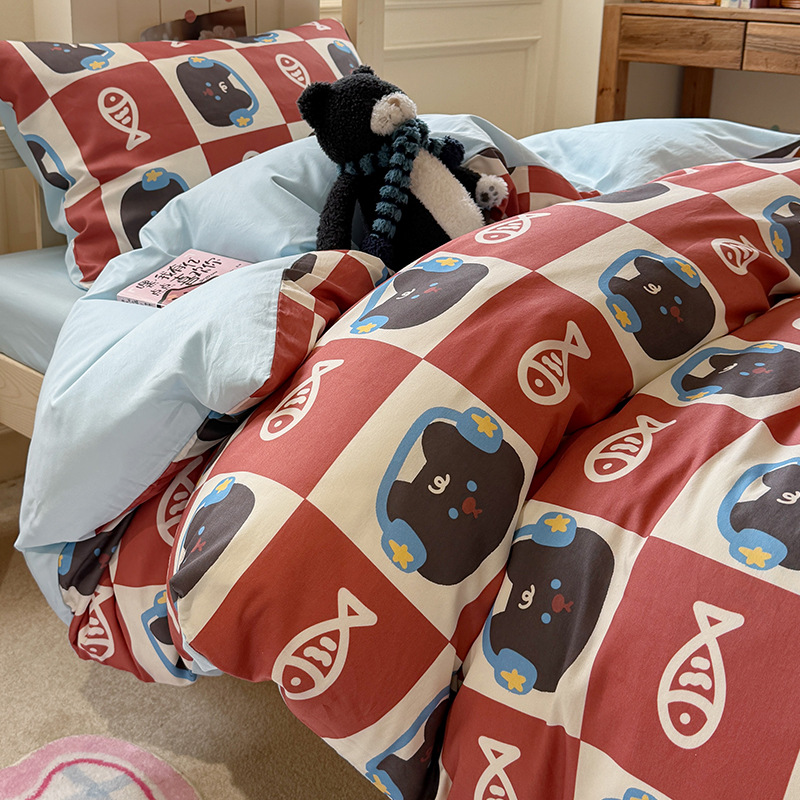 Dormitorio de estudiantes de tres piezas de cama de algodón sábanas de cama de cuatro piezas de cama para estudiantes de secundaria y universidad cama individual para niños