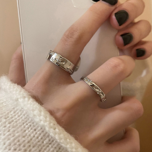Korean ins style new wrinkled zircon open ring fashionable and versatile index finger personalized creative hand jewelry wholesale for women