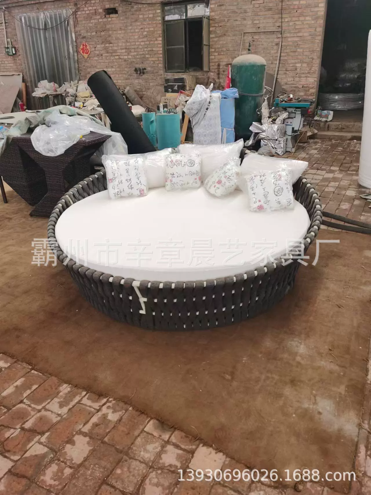 户外编藤圆床泳池沙滩躺床 休闲庭院花园躺椅民宿网红沙发椅