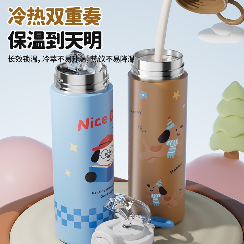 2025 verano 3D impresión de alto valor facial taza de aislamiento para niños de grado alimenticio doble bebida mano taza de paja taza de dibujos animados taza de estudiantes