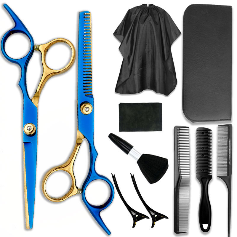 Juego de tijeras de peluquería de acero inoxidable para peluqueros, tijeras planas para adelgazar, tijeras de peluquería domésticas, tijeras de peluquería afiladas