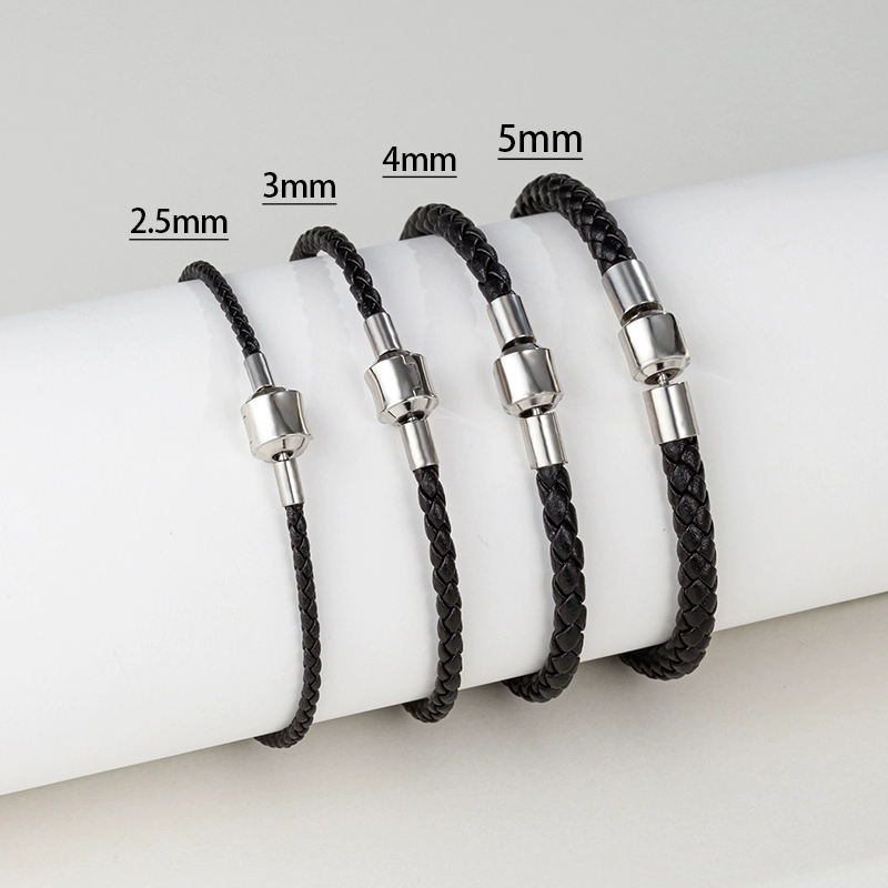 Браслет из бисера с серебряной пряжкой для мужчин и пар, модный и простой браслет из плетеной кожаной веревки с бусинами своими руками