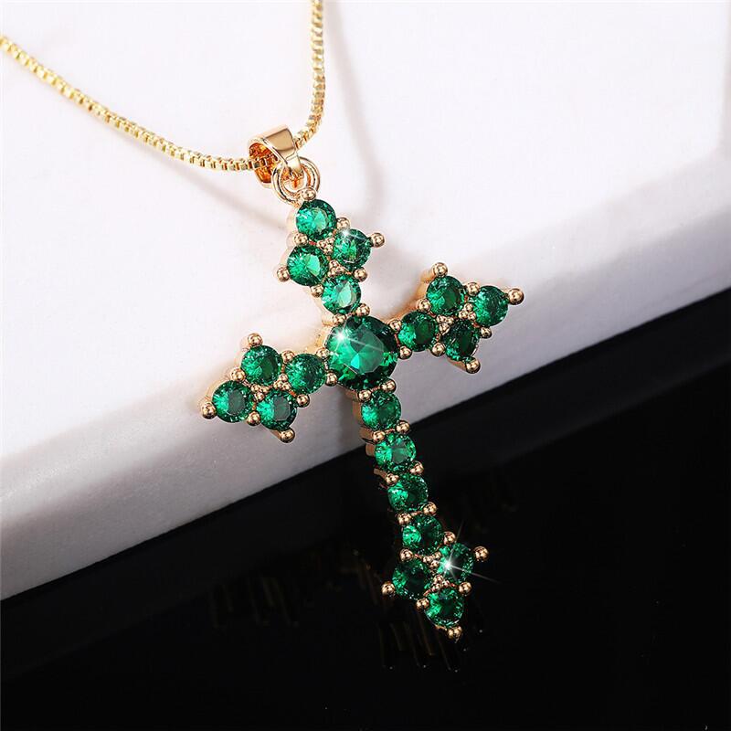 1 Piece Fashion Cross Alloy Plating Zircon Women's Necklace display picture 2