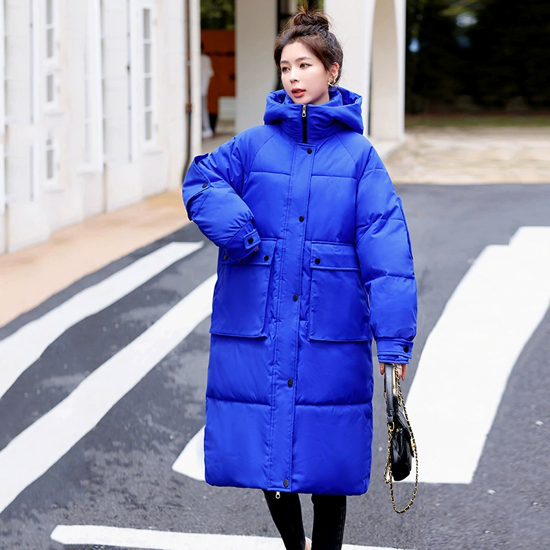 Хлопковая одежда с капюшоном до колен, женская новая зимняя свободная Студенческая куртка с хлопковой подкладкой, пальто, внешняя торговля 2022
