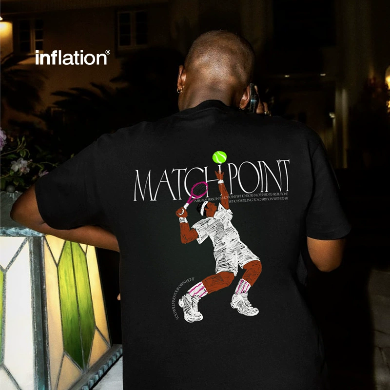 Мужская одежда Jie Zhan | Американская спортивная футболка с принтом, весна-лето 2024, свободный модный брендовый повседневный топ с круглым вырезом и короткими рукавами