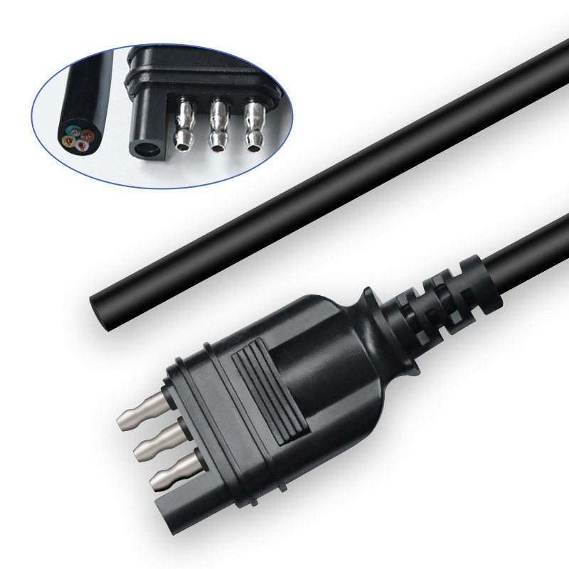 Wholesale American-style SAE 4-pin trailer automotive wiring harness—universal connector, extended trailer cable, tail light, signal light, and power cable.